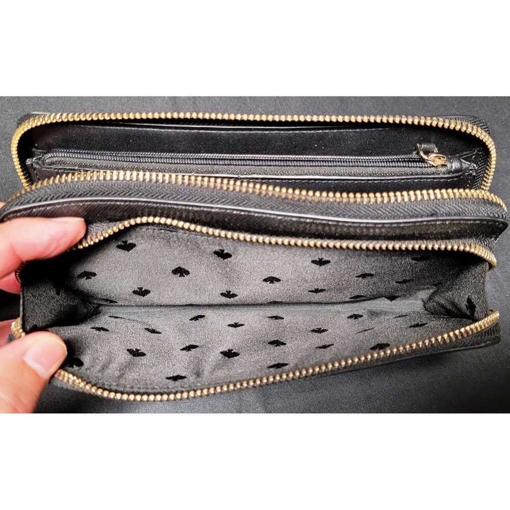 Kate Spade Madison Leather Large Slim Bifold Wallet Warm Beige/Black - Picture 4 of 13